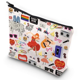 G2TUP 80s Girl Pop Singer Inspired Cosmetic Bag Girls Just Wanna Have Fun Zipper Pouch for Music Fans (80s Singer Cosmetic Bag)