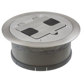 TRADESELECT RF406ALU Floor Box Cover with 15A 125V Outlet Included, Aluminum