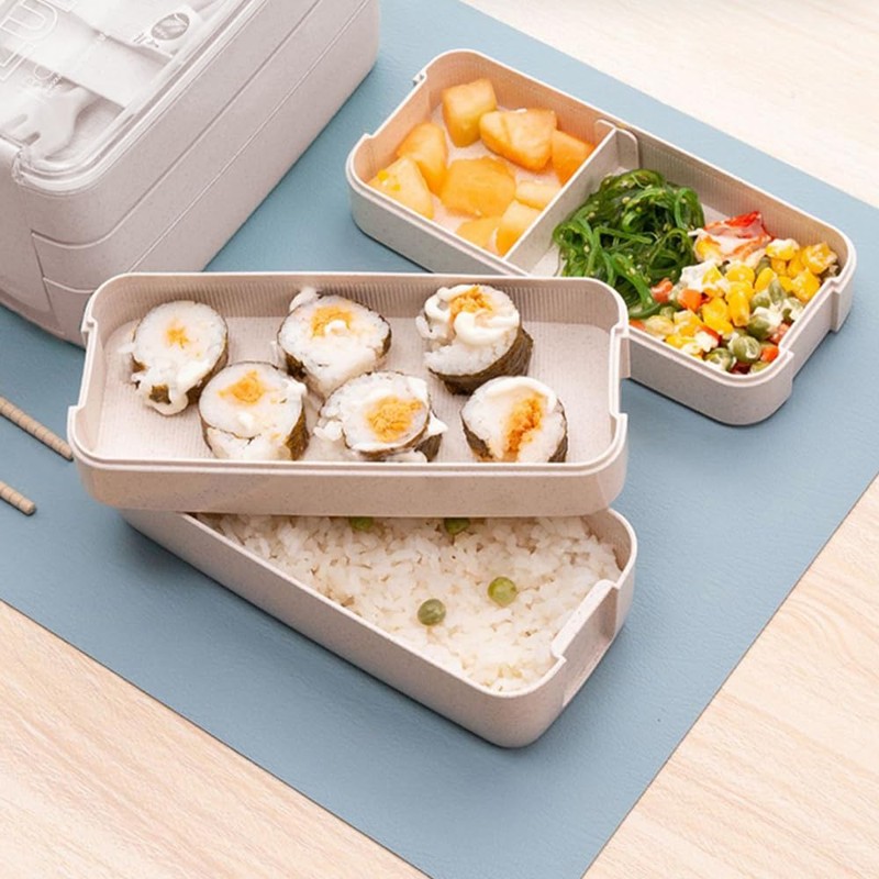 Bento Box Lunch Box 3-in-1 Compartment Containers Leakproof Stackable Bento