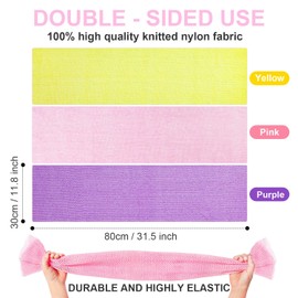 Gugull 3 Pcs African Exfoliating Net Sponge African Bath Sponge Scrubbing Rag Net African Wash Shower Long Net Body Scrubber