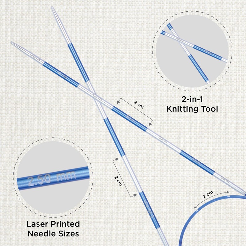 KnitPro 42063 SmartStix Circular Knitting Needle, Metal, Colourful, 60 cm,