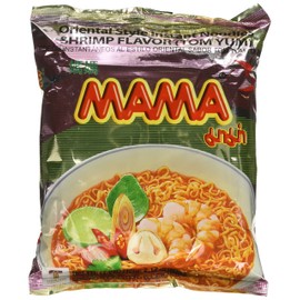 MAMA Noodles Shrimp Tom Yum Instant Noodles with Delicious Thai Flavors, Hot & Spicy Noodles w/Shrimp Tom Yum Soup Base, No Trans Fat w/Fewer Calories Than Deep Fried Noodles 30 Pack