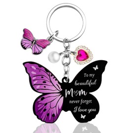 UIWIHHP Mom Gifts for Mom From Daughter Son Cute Keychain for Mama Birthday Mother's Day Gifts Mom Christmas Gifts from Daughter Stocking Stuffers for Mom Best Mom Ever Gifts Purple Mother Keyring