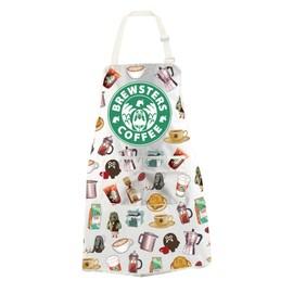 WCGXKO Brewster Coffee Apron - Unisex Adult Apron - 30" x 27" - 2 Pockets - Polyester - Fashion - Animal Crossing: New Horizons Fans, Gamers - Coffee, Cartoon