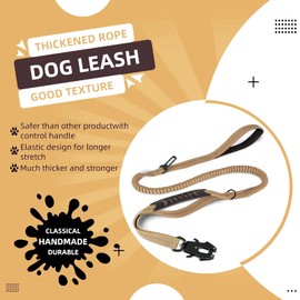 Tactical Dog Leash,Heavy Dut Dog Leashes with Frog Clip,Tactical Elastic Bungee Dog Leash for Medium and Large Dogs(Khaki)