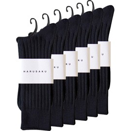Harusaku Men's Socks, Made in Japan, 100% Cotton, Formal, Gentleman's Socks, 9.8 - 11.4 inches (25 - 29 cm), Set, Black 6-Pack