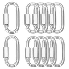 sourcing map Quick Links M8 2.95 Inch Stainless Steel Chain Connector Large Opening Screw Chain Link D Shape Locking Looks for Hammock Camping and Outdoor Equipment Pack of 10