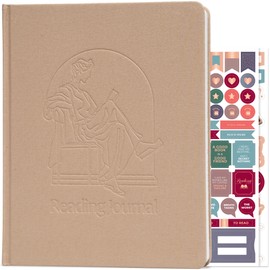 Skyline Reading Journal – Book Review Log & Tracker for Reading Tracking – Accessories & Gift for Book Lover, 7.6x9.2” (Sandstone Debossed)