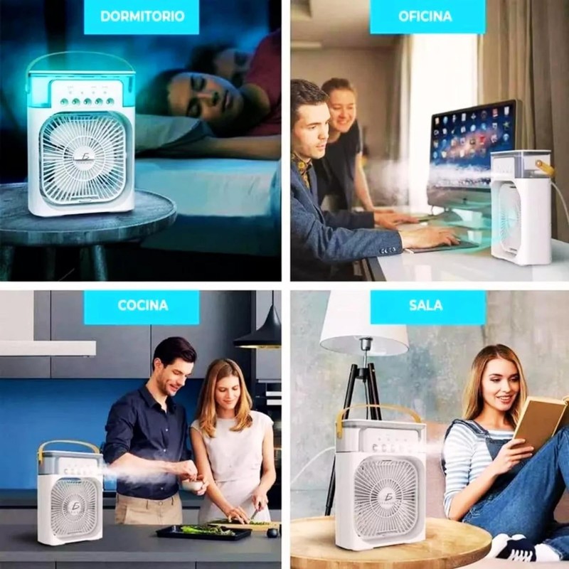 LUXVI Ventilador de Escritorio y Humidificador con Luz LED: Refresca