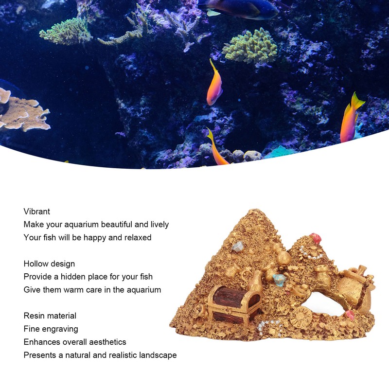 Fish Tank Gold Mountain Simulation Resin Aquarium Treasure Mountain Hideouts