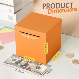 Piggy Bank for Adults Must Break to Open, Unbreakable Adults Piggy Bank Made of Stainless Steel, Metal Saving Bank (Orange, 4.72-inch)