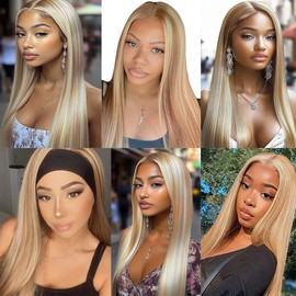 Dokksiiia Highlight Piano Color Bundles Human Hair Ombre P27/613 Honey Blonde and Light Blonde Mix Straight Bundles Double Weft Brazilian Human Hair Extensions Sew-In for Women 24/26/28 Inch