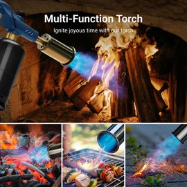 ThermoMaven Powerful Propane Torch, Kitchen Cooking Torch, Culinary Torch Lighter, Adjustable Blow Torch for Sous Vide Searing Steak, BBQ, Campfire Charcoal Starter, Blue (Propane Tank Not Included)