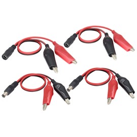 HCFeng DC 5521Plug to Big Clamp Test Cable, 12V DC Male/Female Jack to Alligator Clip Cable DC5.5mmx2.1mm Cable with Double Alligator Clips for CCTV Camera and Lighting[4pack -9.8inch/25cm]