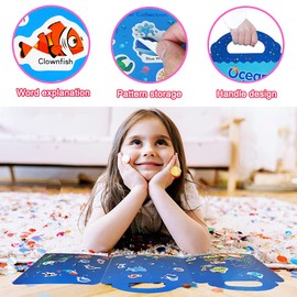 Reusable Sticker Books for Kids, 3 Sets Travel Removable Toddler Sticker Books for 2 3 4 5 Year Old Girls Boys Birthday Gifts Educational Learning Toys for Age 2-4 - Ocean & Zoo Animals, Dinosaur