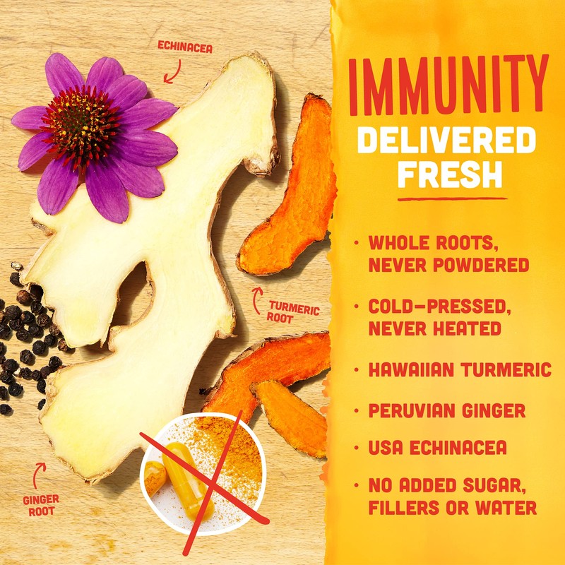 Vive Organic Immune Support Shot, Cold-Pressed Ginger, Turmeric, & Echinacea,