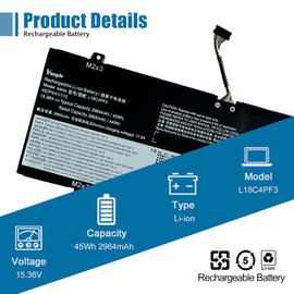 VANPIR L18C4PF3 Laptop Battery 15.36V 45Wh 2865mAh Compatible with Lenovo ideapad C340-14API C340-14IML C340-14IWL S540-14API S540-14IML S540-14IWL Flex-14IML Series L18M4PF3 L18M4PF4 L18C4PF4