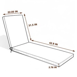 QIUJIAQI Chaise Lounge Cushions Outdoor Set of 2 Lounge Chair Cushions for Outdoor Furniture Waterproof Lounge Patio Replacement Cushion for Patio Lawn Pool 74.5×22 Inch (Khaki)