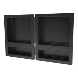 Tile Redi USA RNQH1620D-20D Niche Quadruple Recessed Shower Shelf, Four Shelves, 20" H X 32" W, Black