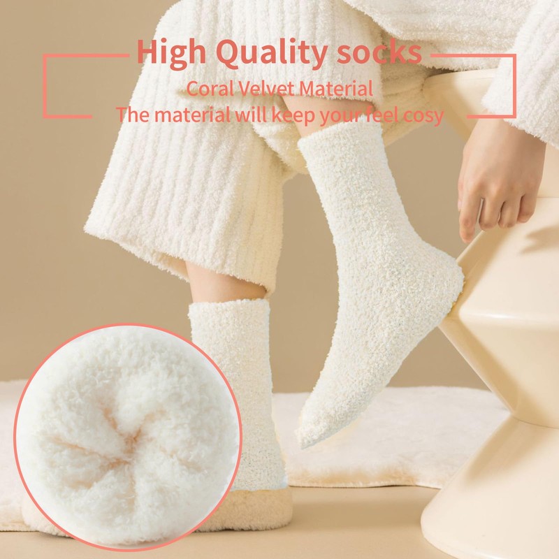 TOCONFFON Women's Cuddly Fluffy Socks, Soft Socks, Plush Socks, 5,