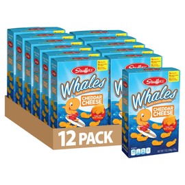 STAUFFERS WHALES Baked Cheddar Crackers - 12 Count, 7oz Boxes - Cheese Cracker Snacks for the Family