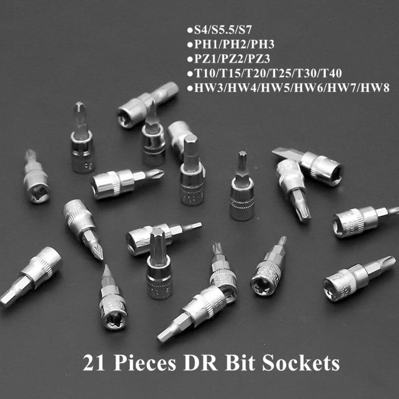 FLZOSPER 46-Piece 1/4-inch 45 Teeth Screwdriver Drive Socket & Bit