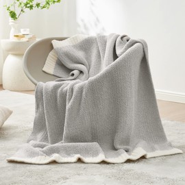 Snuggle Sac Heather Grey Throw XL Blanket for Couch, Super Soft Warm Blankets Cozy Knit Fuzzy Microfiber Throws Dupes for Sofa, Bed, Camping, Picnic, Heather Grey, 50x70 inches