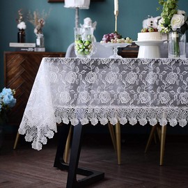 ARTABLE Rectangular Table Cloth Lace Macrame Vintage Tablecloth Shabby Chic Embroidered Oblong Table Cover for Wedding Banquet Holiday Long Dinner Tables (Offwhite, 59" x 104")