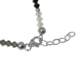 Gem Avenue 925 Sterling Silver 10 inch Ankle Bracelet Made with Black and Clear Austrian Crystals