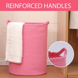 Homlikelan 72L Woven Laundry Basket,Cotton Tall Laundry Hamper for Blankets,Clothes,Pillows,Toys,Shoes Large Laundry Bin Pink