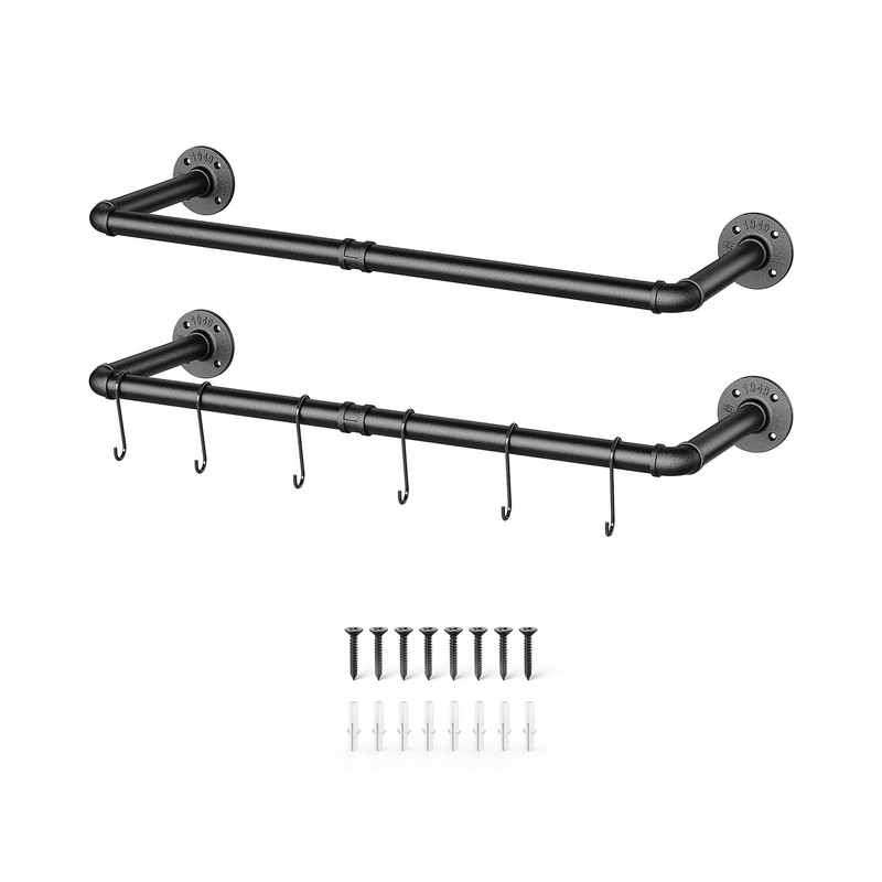 OROPY Industrial Pipe Clothes Rack Wall Mounted Set of 2,
