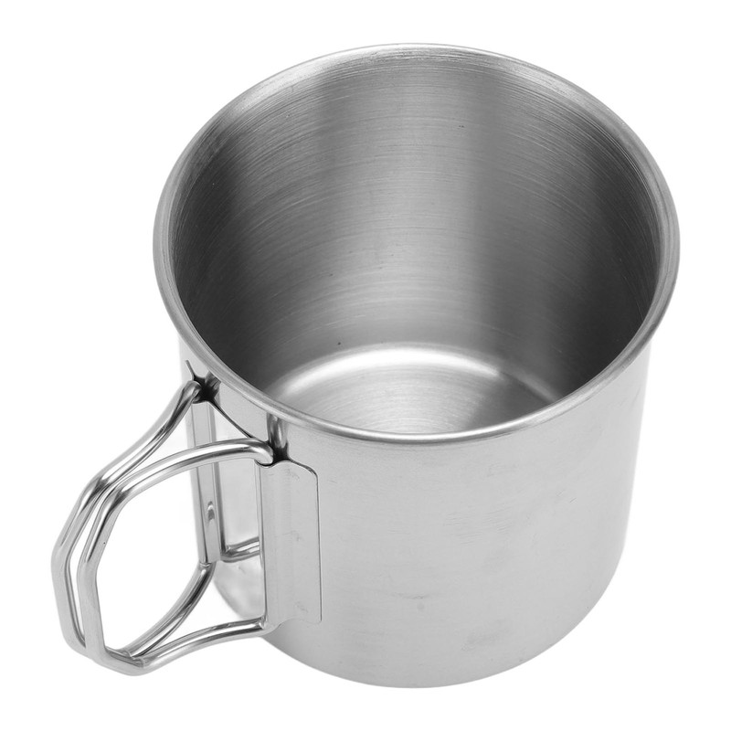 Outdoor Water Cup Foldable Handle Portable 304 Stainless Steel Mug