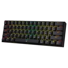 Redragon Redragon K630 Dragonborn 60% Wired RGB Gaming Keyboard, 61 Keys Compact Mechanical Keyboard with Linear Red Switch, Pro Driver Support, Black