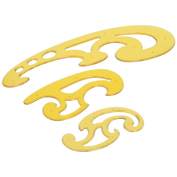 Liquidraw® French Curve Set of 3 Rulers CLEAR/ORANGE Technical Drawing