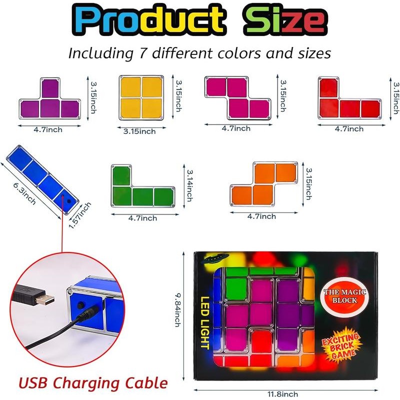 Tetris Puzzle LED Table Lamp Retro Style Jigsaw Stackable Lamp,