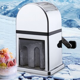 SNKOURIN Ice Crusher Manual,Stainless Steel Household Ice Crusher Shaver for Quick Coarse,Shave or Fine Crushing of Chips Snow Cone or Slush,Hand Crank Operated Ice Crusher