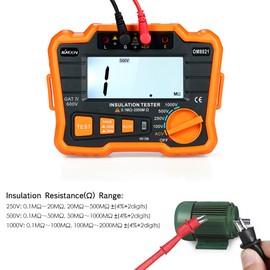 Insulation Tester, Insulation Resistance Tester DCV ACV Meter 1000V Ground Megger Megohmmeter Megohm Voltmeter w/LCD Backlight Display