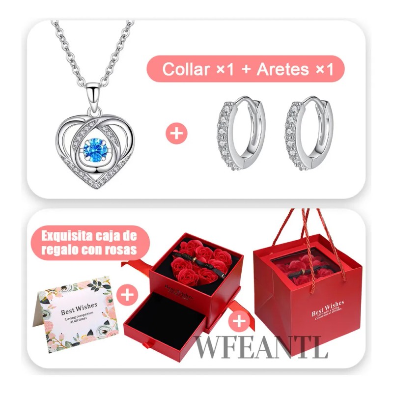 Cryzmitol Regalos Para Mujer,collar Y Aretes Corazón Mujer Con Caja,Regalos