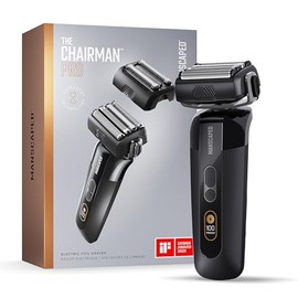 Afeitadora de láminas para hombres MANSCAPED® The Chairman™ PRO: recortadora de cuatro cuchillas SkinSafe® para barba incipiente y vello facial, carga inalámbrica y USB-C, bloqueo para viajes