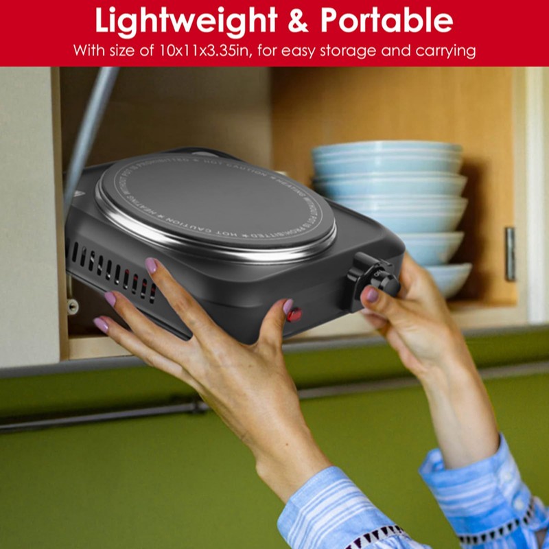 KOCASO 1200W Electric Infrared Single Burner, Electric Stove for Cooking,
