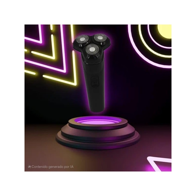 Rasuradora Eléctrica, 3 Cabezales Independientes, 360 Grados, Recargable USB, Negro