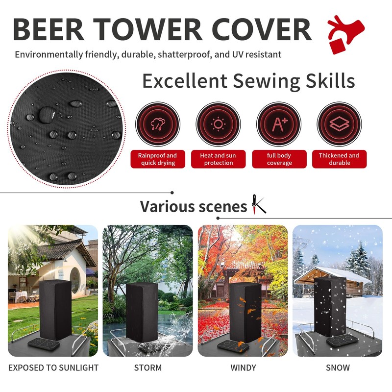 Kegerator Beer Tower Cover, Single or Double Tap Draft Tower