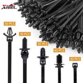 Xislet Xislet 160Pcs Universal Push Mount Cable Zip Tie Compatible with Cars Boat Trailer Polaris UTV Side By Side Jeep Wrangler Nylon Self Locking Cable Strap for Engine Bay Wire Harness Restraint Ties