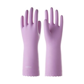 LANON wahoo Skin-Friendly Cleaning Gloves, Dishwashing Kitchen Gloves with Cotton Flocked Liner, Reusable, Non-Slip, Mauve Mist, Small