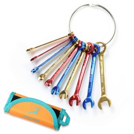 GOLD DEER 10 Pcs Color Plated Small Wrench Set Standard SAE 5/32"-7/16 Extra Slim Spanners Mini Wrench Set Combination Wrench Set Open End and Box End Ignition Wrenches with Roll Pouch and Big Ring