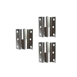 QCAA Lift Off Step Hinge Left Handed with Step 55mm x 1.4mm, for Cases & Boxes, Nickel, Made in Taiwan, 3 Pack