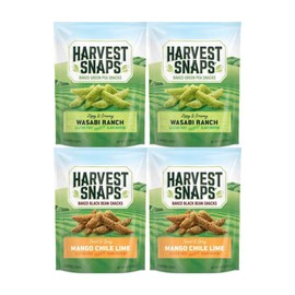 Variety Pack Snaps Veggie Chips - 4 Pack Assortment, Includes 2 Wasabi Ranch and 2 Mango Chile Lime Flavors, Gluten-Free, Plant-Based Protein Snacks, Healthy Savory & Sweet Snack Option