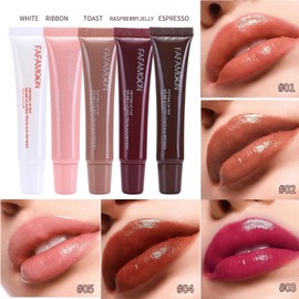 Aceite de Labios Brillo Hidratante Voluminoso Líquido de Gelatina 1# Lápiz Labial Líquido de Gelatina,Suave y suave,Duradero y no pegajoso,reduce las líneas, ilumina los labios,Para Labios Secos