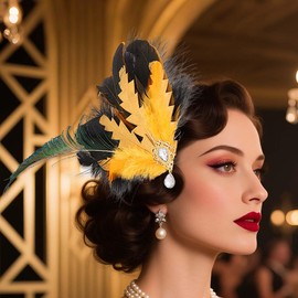 Campsis Feather Hair Clips 1920s Flapper Headpiece Fascinator Party Hair Accessories for Women