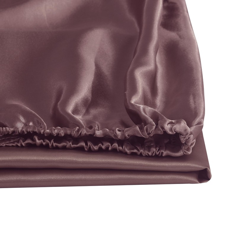ROOEE Satin Silk Fitted Sheet with Pillowcase Set Breathable Soft